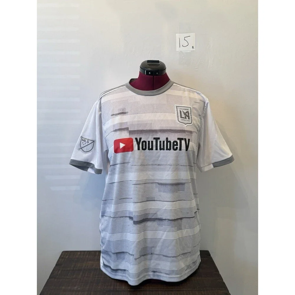 Los Angeles FC Adidas MLS Away Soccer Jersey White Gray Approximate Size L